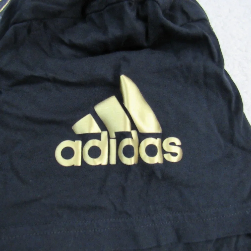 Adidas T Shirt Mens XL Black Gold Graphic Logo Short Sleeve Athleisure Tee Moto